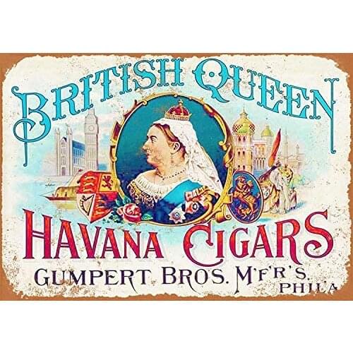 SIGNCHAT British Queen Havana Cigars Vintage Retro Aluminum Sign Size 8X12 Inches