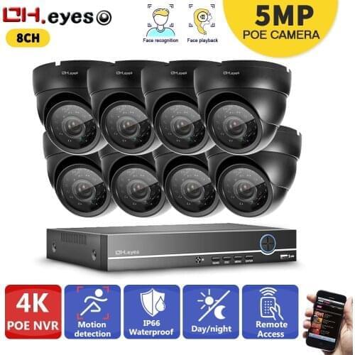 HD 8CH 4K 5MP POE Security Camera System Face Record 8 Channel NVR Outdoor IP66 Waterproof IP Camera Home Video Surveillance Kit