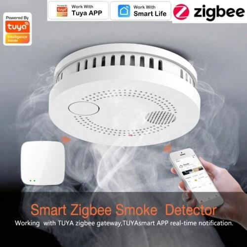 Zigbee Smart Smoke Fire Alarm Sensor Detector Home Security System Alarm Wireless Smoke Sensor Work With Smart Life /Tuya App