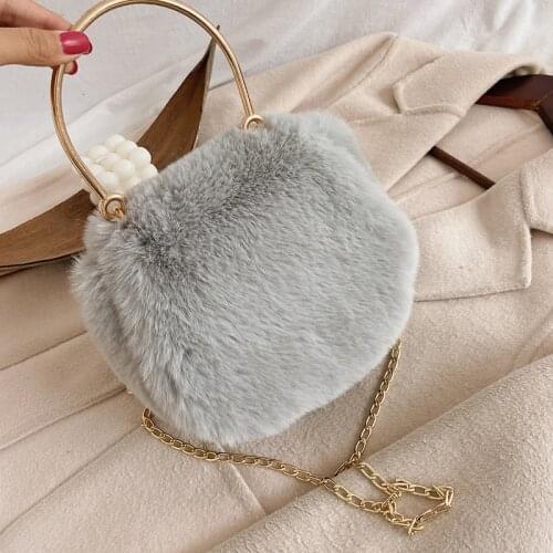 Fake Fur Handbags Women Shoulder Bags 2021 Fashion Flap Plush Top-handle Bags Designer Shoulder Crossbody Female Messenger Bags