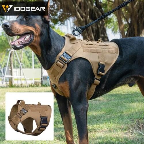 IDOGEAR Tactical Dog Harness Vest w/ Handle MOLLE Padded Training Dog Tactical Dog Hunting Plate Carrier Adjustable 3316