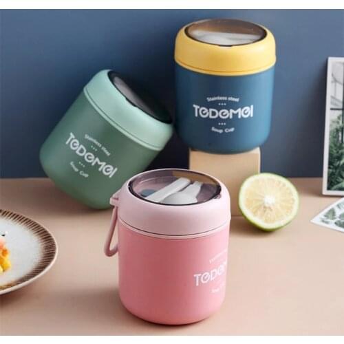 500ml Thermal Lunch Box Stainless Steel Vacuum Food Container Healthy Lunch Bento Boxes Lunchbox With Cutlery For Home Microwave