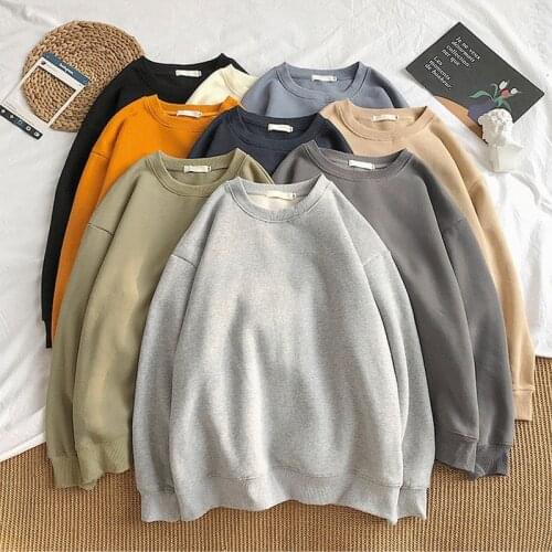 Fashion Men‘s Casual Sweatshirts Harajuku Solid Color Men Oversized Hoodies 2021 Korean Woman Casual Loose Pullovers 2XL