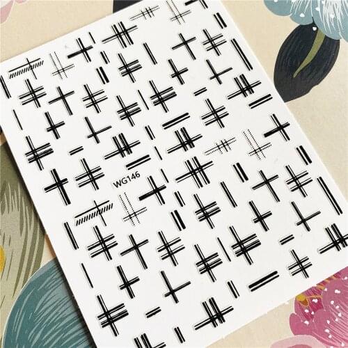 WG-146-147-155 Line overlay Cross 3D Back glue Nail decal Nail sticker Nail decoration Nail art Nail tool Nail ornament
