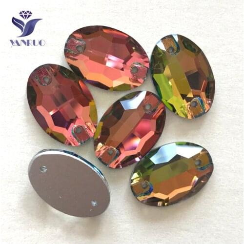 YANRUO 3210 All Sizes VM Oval Flat Back Rhinestone Strass Sew On Crystal Sewing Glass Stone For Bags Decoration