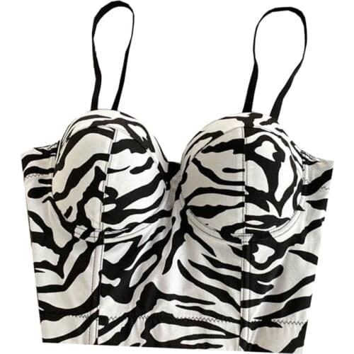 Zebra Sexy Nightclub Slim Dance Performance Vest Size Wrapped Rim Outer Wear Women Bustier Tops