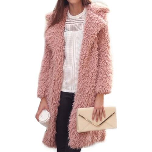 New Street Style Hot Sale Fall Winter European and American Pure Color Woolen Coat Women Lapel Fleece Mid-length Woolen Coat
