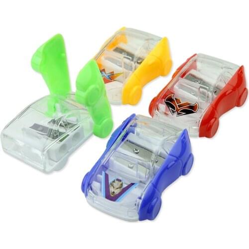 1PCS Random Creative Cartoon Car Model Double Holes Pencil Sharpeners Mini Simple Kids Learning Tool Supplies Office School Tool