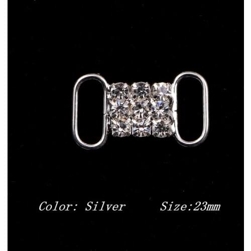 10pcs Rhinestone Bikini Buckle Invitation Ribbon Slider for Party Wedding Supplies Garment Accessories Silver Color#buc010