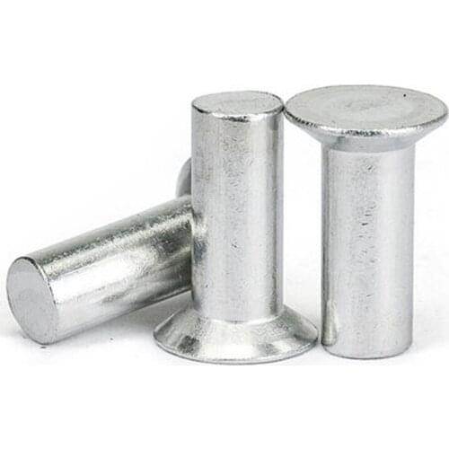 21pcs M6 aluminum countersunk rivets flat head solid rivet percussion rivetings knock riveting GB869 8mm-50mm length