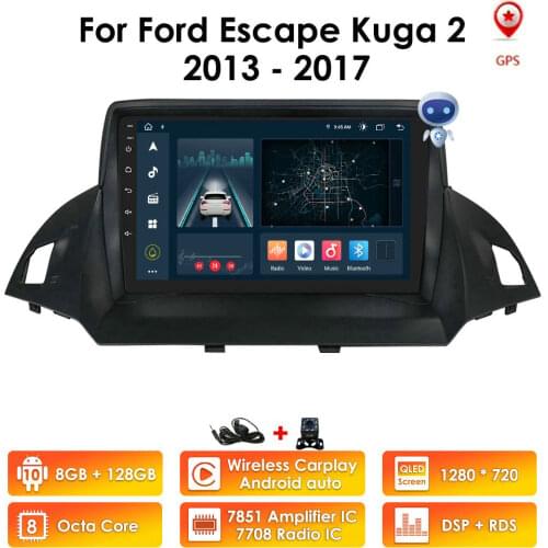 Car Radio For Ford Kuga 2 Escape 2013 2014 2015 2016 Audio Auto Stereo Multimedia Player GPS Navigation Carplay Android 10