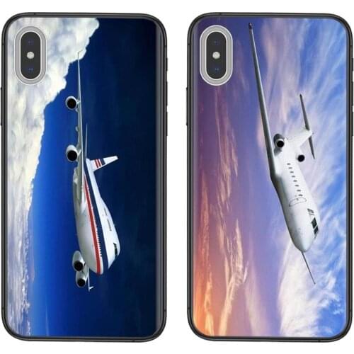Boeing 747 Flying Plane Sunset Black Etui Fashion Shell Cusize For Xiaomi Redmi Note 9 9S 8 7 10 Note9 Note 9 Pro Max 9Pro 5G