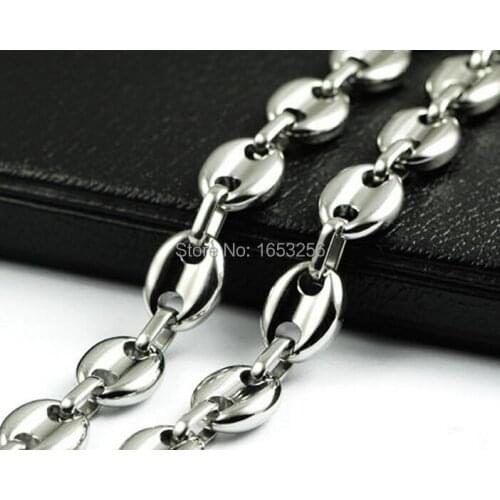 18''-40'' Choose 316L Stainless Steel coffee beans design Link Chains Necklaces For Men Women High Quality Jewelry