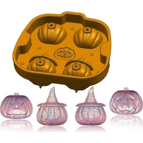 Food Grade Silicone Halloween Pumpkin Ice Mold Jelly Pudding Mould Whiskey Ice Cube Tray Chocolate Ice Maker Tray Bar Supplies