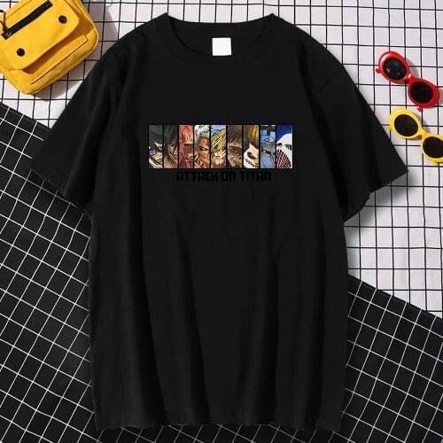 Attack On Titan Anime Printing T-Shirts Man Loose Crew Neck Clothes Retro Oversized Streetwear Aesthetic Oversize Man T-Shirt