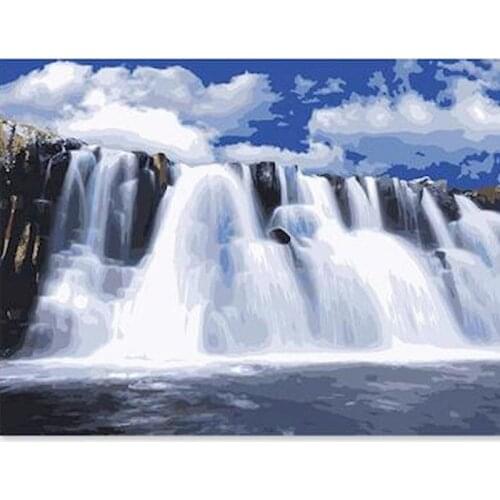 GATYZTORY 60x75cm Frame Painting By Number Waterfall Scenery Oil Paint By Numbers On Canvas Home Decoration Unique Gift