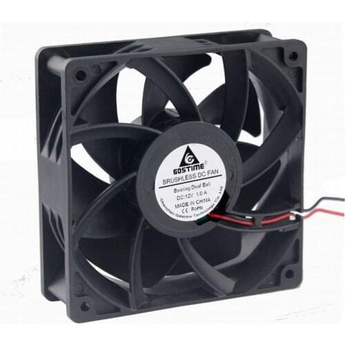 Gdstime 10 Pcs DC 12V 120x120x38mm 12cm PC Case Cooling Fan 120mm x 38mm Computer Cooler 2Pin Two Ball High Pressure 240CFM 1.0A