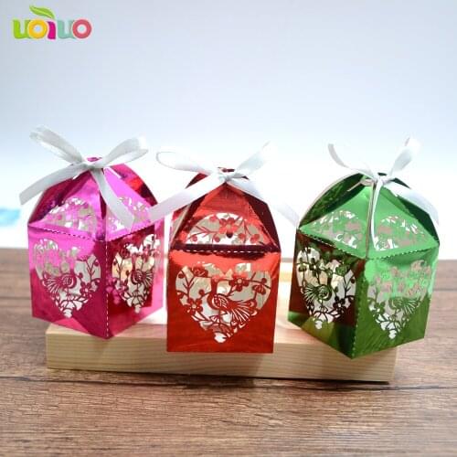 Hot sell cute customize laser cut wedding favor chocolate packaging box mini candy box cheap price