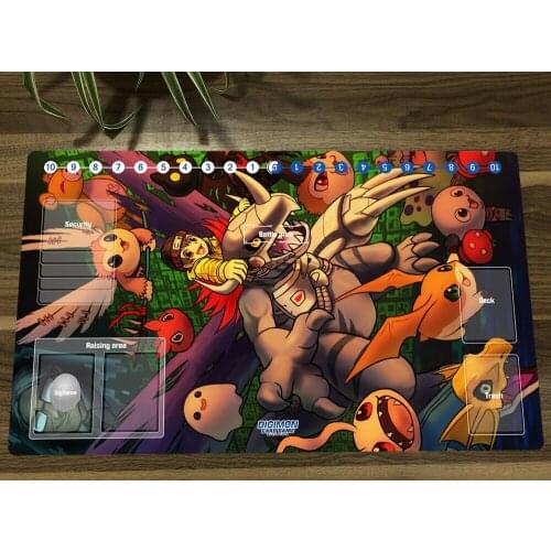 Anime Digimon Duel Playmat Trading Card Game Mat DTCG CCG Mat Mouse Pad Anti-Slip Desk Play Work Mat With Card Zones Free Bag