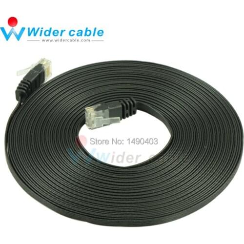 10m Bare Copper Flat Molded Cat6 Ethernet Patch Cable For Computer Internet Lan Cable 1.1MM Thickness Black Color
