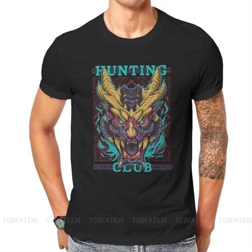 Wyvern of Malice Classic Monster Hunter Game Tshirt Black Punk T shirt Streetwear Homme Pure Cotton Oversized Short Sleeve Tops