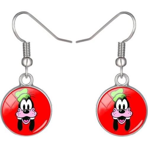 Disney Goofy Classic Animation Character Art Earrings Handmade Glass Cabochon Fish Hook Earrings Ladies Gift Jewelry