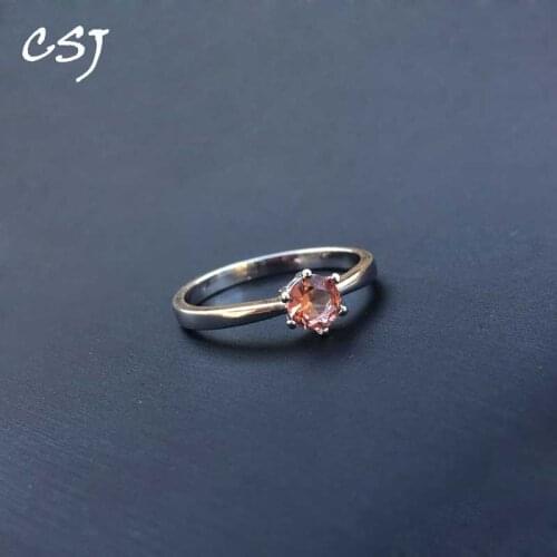 CSJ Elegant Zultanite Ring Sterling Created Sultanite Color Change Round Cut 5MM Fine Jewelry Party Wedding Gift for Women
