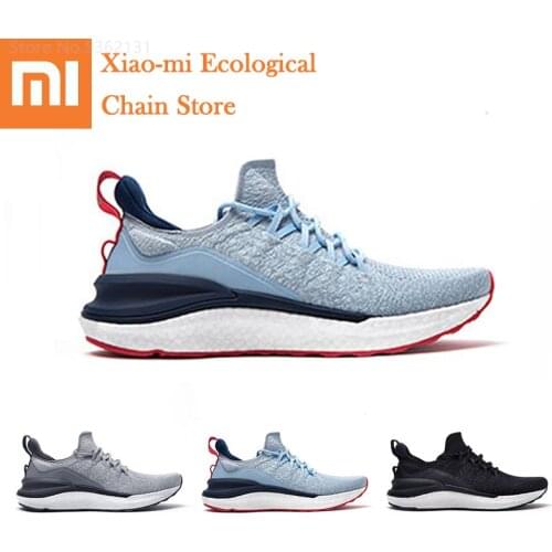 Xiaomi Mijia Sneakers 4 Men Outdoor Sports Shoes Uni-moulding 3D Fishbone Lock System Breathable Knitting Upper Running Shoes