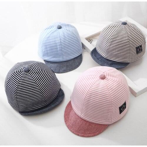 Summer Baby Cap Children Casual Striped Cotton Hat Baby Boy Girl Sun Hats Soft Eaves Baseball Cap