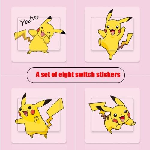 Pikachu Cute Cartoon Wall Stickers Home Switch Stickers Self Adhesive Waterproof Oil-proof Removable Decorative Wall Stickers
