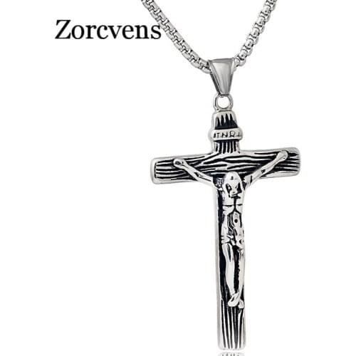 Modyle Cross Necklace INRI Crucifix Jesus Piece Pendant Stainless Steel Men Chain Catholic Jewelry Christmas Gifts