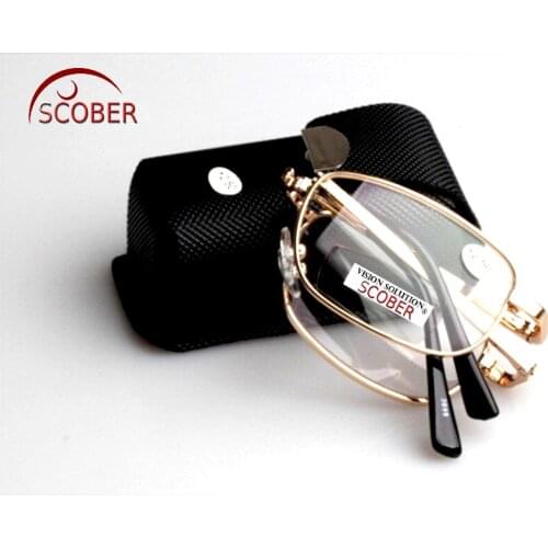 = SCOBER = Bifocal Progressive Multifocal Folding Golden Alloy Frame Men Women Reading Glasses +1 +1.5 +2 +2.5 +3 +3.5 +4