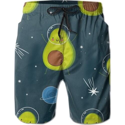 Mens Swimwear Swim Shorts Trunks Avocado Cartoon Beach Board Shorts Swimming Swimsuits Mens Running Sports Surffing shorts