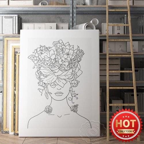 Modern Simple Style Human Portrait Poster, Minimalism Home Decor Wall Picture, Nordic Style Pencil Sketch Art Prints, Wall Art