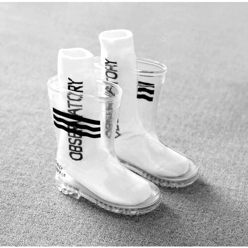 All Seasons kids Rain Shoes Transparent Boys Girls Rain Boots Waterproof Non-slip Rubber Baby Water Shoes Children Rain Boots