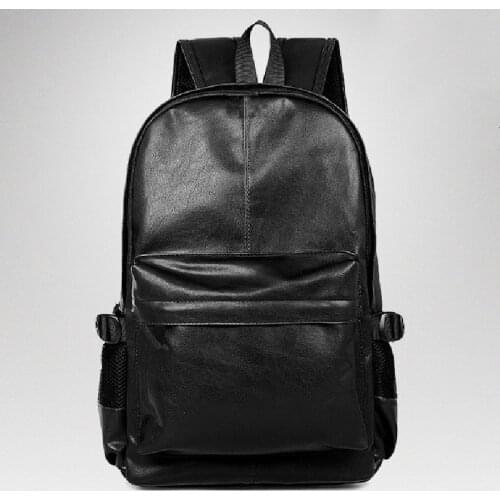 2021 New Mens Laptop PU Leather Backpack Travel Bag Student School Bag Computer Bag