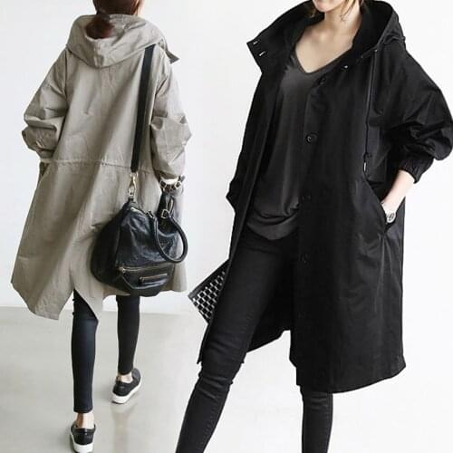 Spring New Plus Size Womens Korean Version Of The Thin Windbreaker Fat Mm Long Loose Jacket