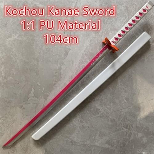 1:1 Demon Slayer Sword Weapon Cosplay Kimetsu no Yaiba Kochou Kanae Pink Sowrd Ninja Knife Prop Model Toy 104cm Sword