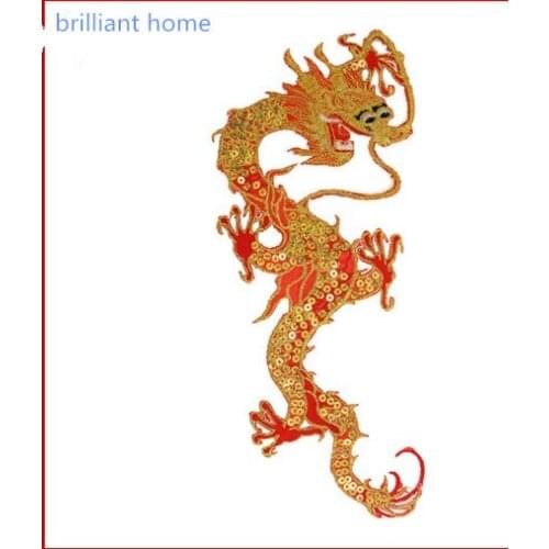 A2 Tai chi clothing Chinese dragon Patches martial arts clothing accessories sequins dress pyrographic dragon Huanglong cloth