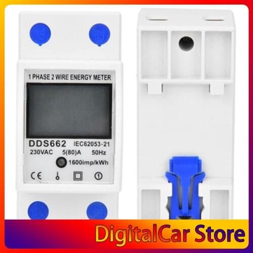 Backlit Single Phase Two Wire LCD Digital Display Wattmeter Power Consumption Energy Meter kWh AC 230V 50Hz Din Rail
