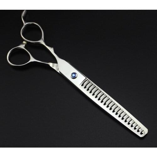 7.0 inch left hand Thinning Shear Fishing Bone Shape Hair Scissors 440c Steel Titanium Salon Barbers Clipper Shear Groomer