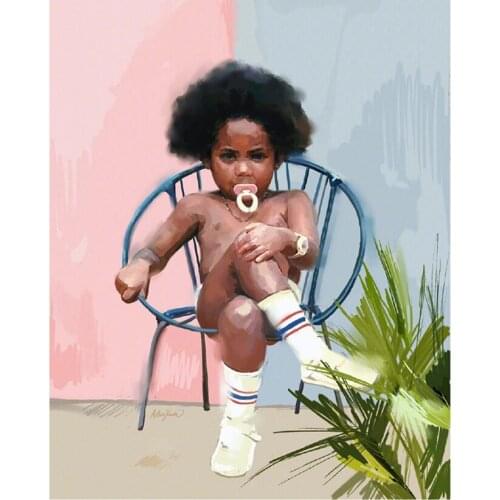 Full Square/Round 5D DIY Drill Embroidery An Arrogant Child with Pacifier Diamond Painting Cross Stitch Moasic Rhinestone JX591