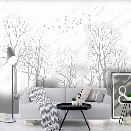 Custom 3D Mural Hand Painted Grey White Tree Branches Embossed Wallpaper Living Room Bedroom TV Sofa Background Wall Painting