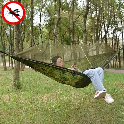 Portable Lightweight Camping Hammock Sleep Swing Bed 2 Person Tent Fly Mosquito Canopy 210T Nylon Net Outdoor Tourist Hammocks