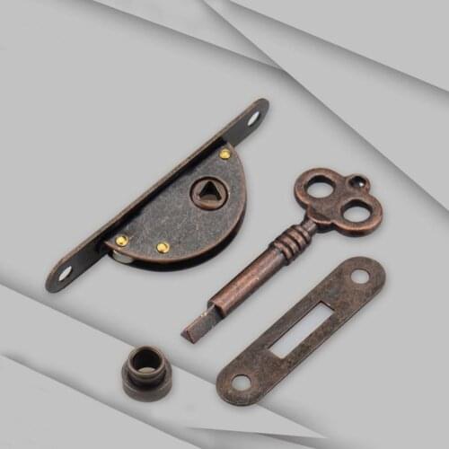 Durable Portable Vintage Antique Style Iron Lock + Door Wardrobe Key For Drawer Cabinet Cupboard E5P1