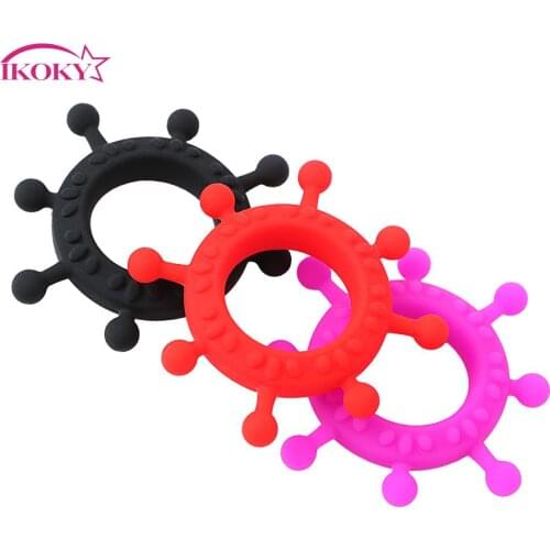 IKOKY Silicone Penis Ring Locking Cock Ring Gear Steering Wheel Sex Products Sex Toys for Men Adult Products Masturbation