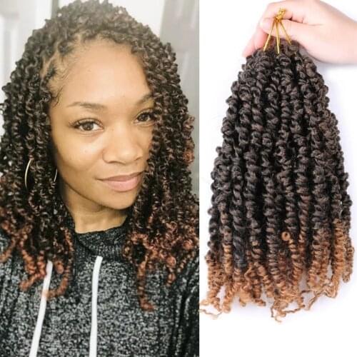 Synthetic Passion Twist With Bohemian Hair 10" 12Roots Ombre Brown Pre-twisted Crochet Passion Twists Synthetic Braiding Hair