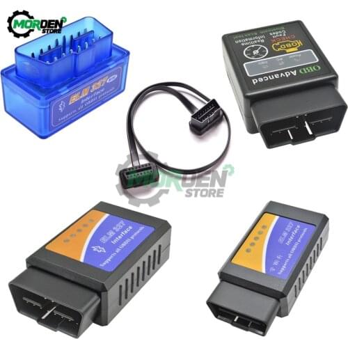 ELM327 V1.5 V2.1 OBD2 OBDII Bluetooth Auto Diagnostic Scanner 12V Car Motorcycle Code Reader OBD2 Adapter 16Pin Extension Cable