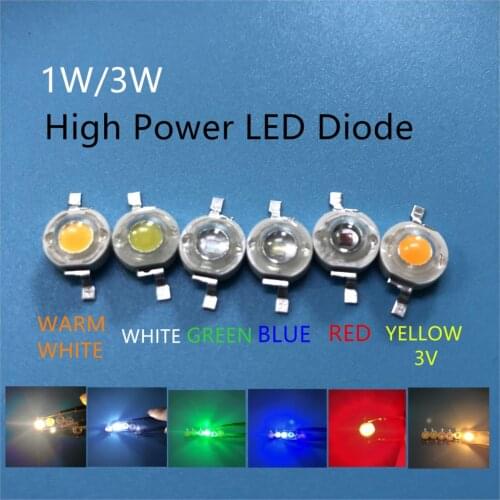 10pcs 1W 3W High Power LED lamp Bulb Diodes SMD 110-120LM LEDs Chip For 3W - 18W Spot light Downlight warm cold white green blue