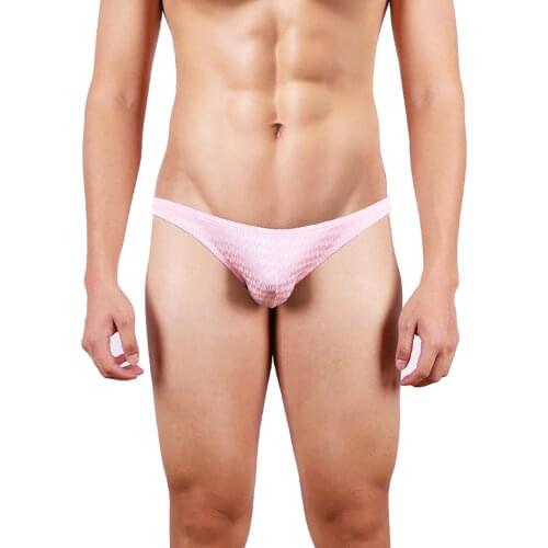 Mens Sexy Brushed-jacquard Thong Solid Color Comfotable Briefs Low Waist Breathable Stretch Sports Panties Mens Swim Briefs A5